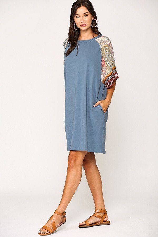 Solid Side Pocket Shift Dress - ThingsWeUseAndLove 