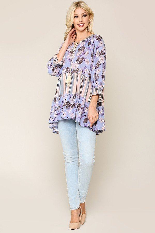 Mix And Match Tassel Tie Peasant Top - ThingsWeUseAndLove 