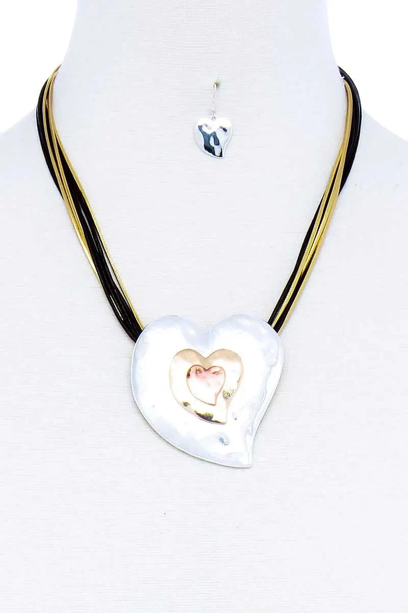 Fashion Triple Heart Pendant Necklace And Earring Set - ThingsWeUseAndLove 