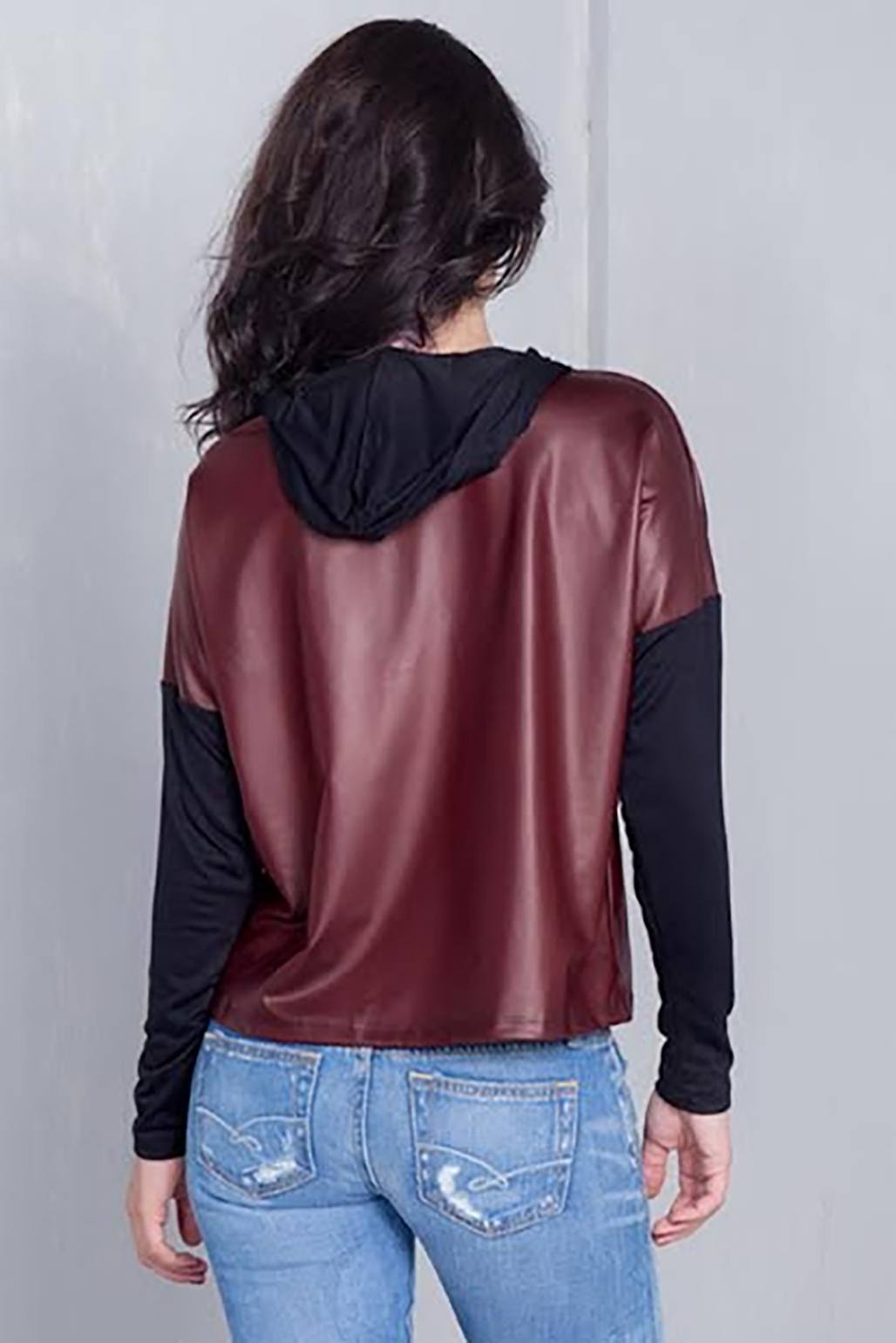 Burgundy And Black "j'adore" Silver Graphic Hoodie Top - ThingsWeUseAndLove 