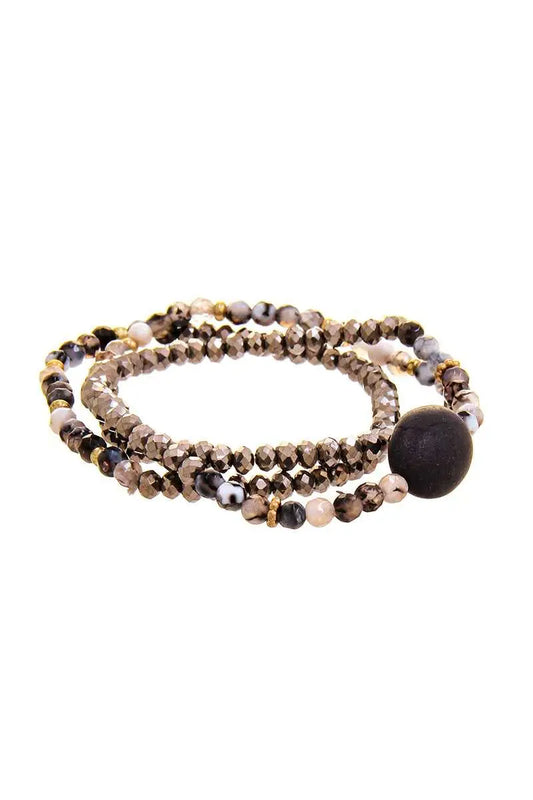 Triple Simple Multi Bead Link Oval Bracelet - ThingsWeUseAndLove 