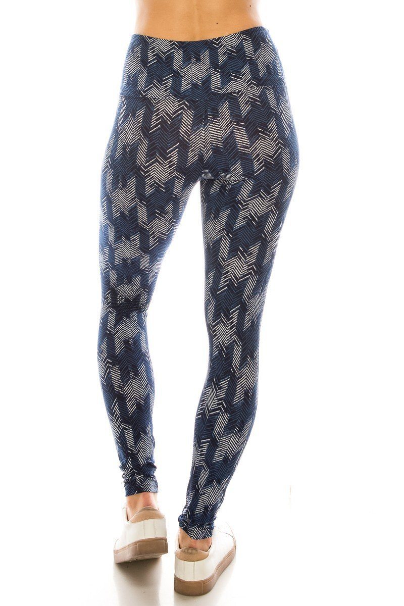 Long Yoga Style Banded Lined Multi Printed Knit Legging With High Waist - ThingsWeUseAndLove 