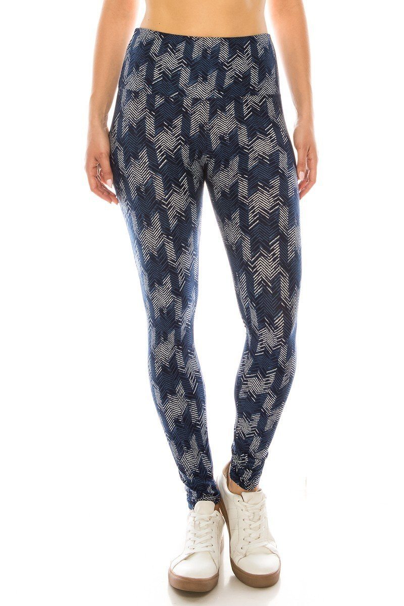 Long Yoga Style Banded Lined Multi Printed Knit Legging With High Waist - ThingsWeUseAndLove 