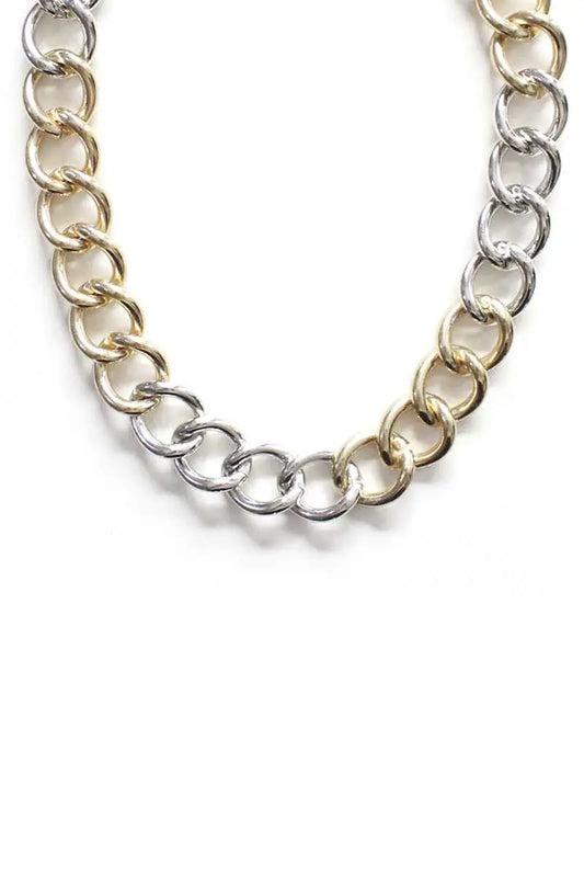 Fashion Metal Two Tone Necklace - ThingsWeUseAndLove 