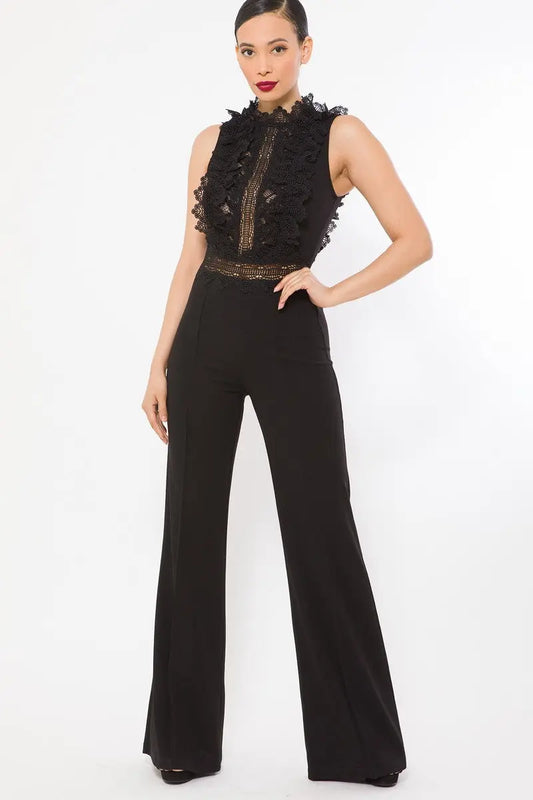 Crochet Lace Combined Bodice Jumpsuit - ThingsWeUseAndLove 