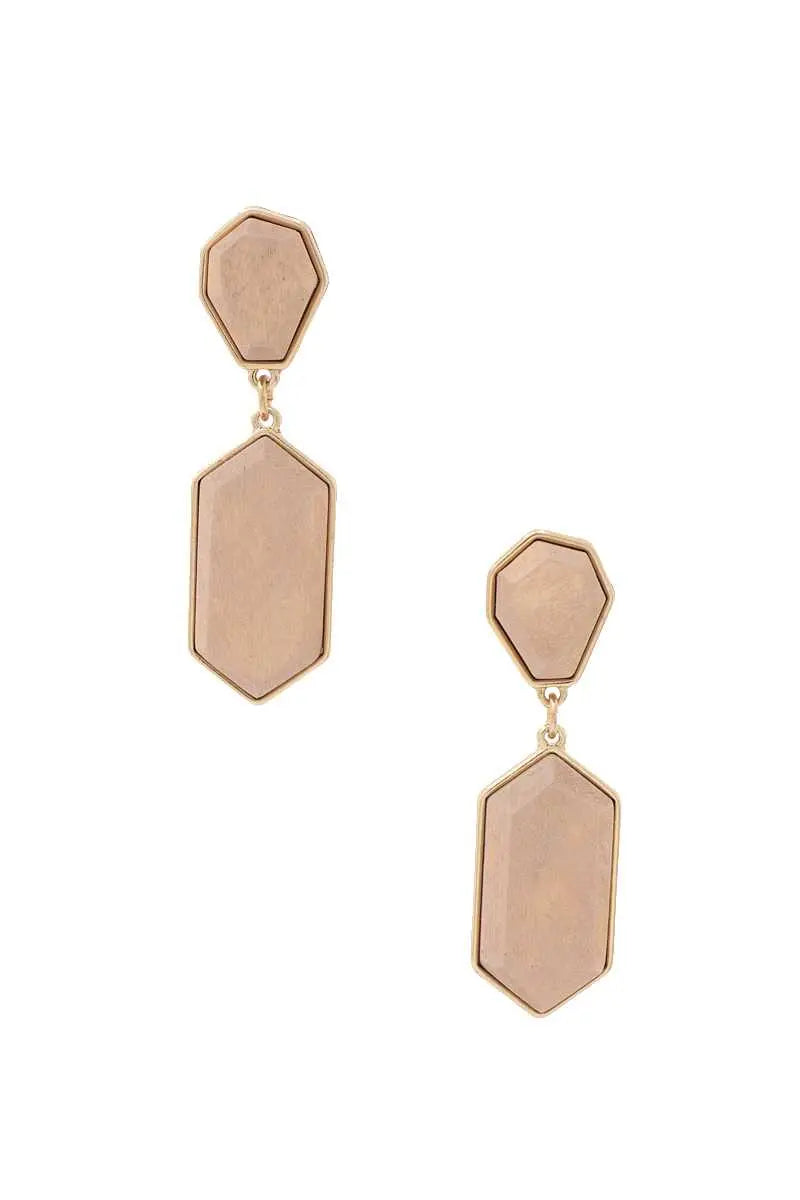 Geometric Wood Post Drop Earring - ThingsWeUseAndLove 