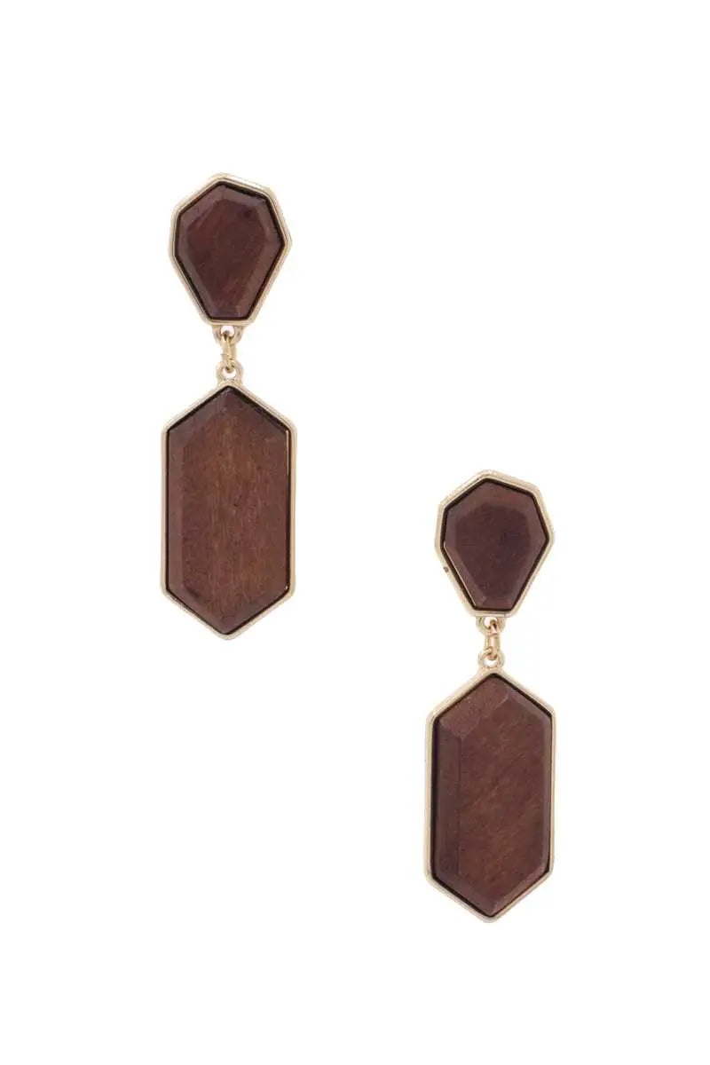 Geometric Wood Post Drop Earring - ThingsWeUseAndLove 