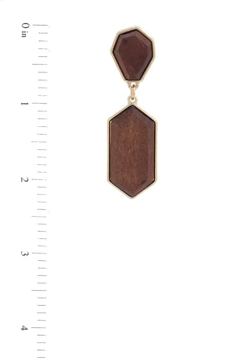 Geometric Wood Post Drop Earring - ThingsWeUseAndLove 