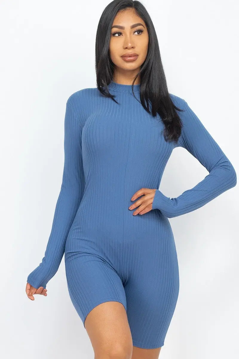 Ribbed Knit Romper - ThingsWeUseAndLove 