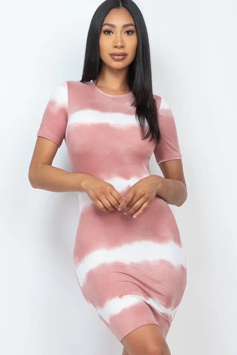 Stripe Tie-dye Printed Midi Dress - ThingsWeUseAndLove 