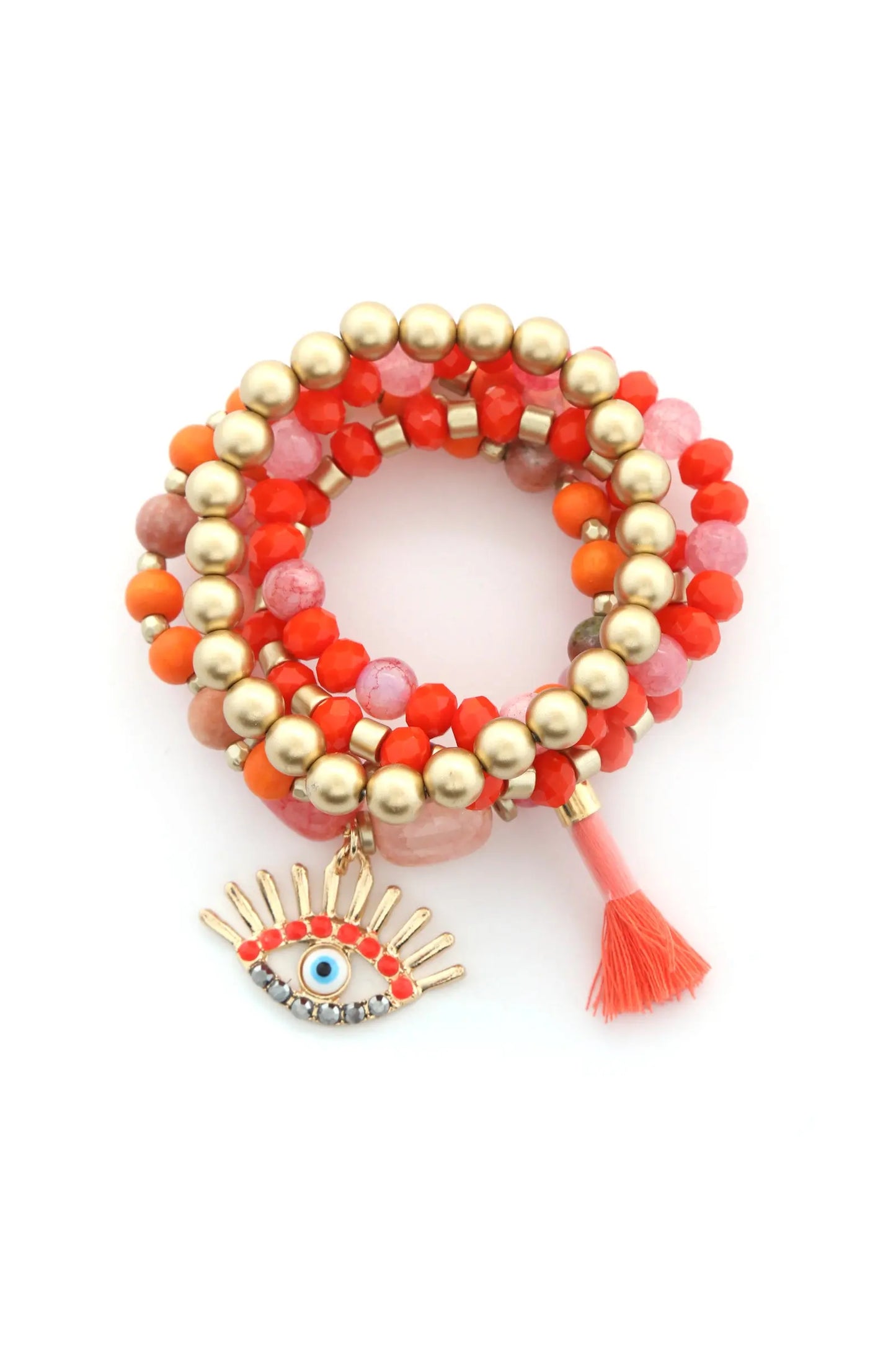 Evil Eye Bead Tassel Bracelet Set - ThingsWeUseAndLove 