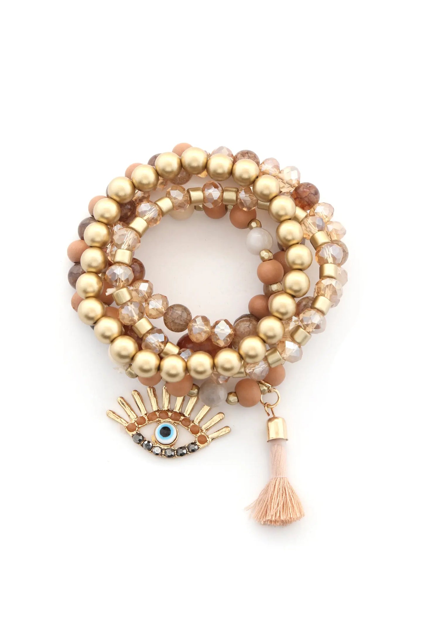 Evil Eye Bead Tassel Bracelet Set - ThingsWeUseAndLove 