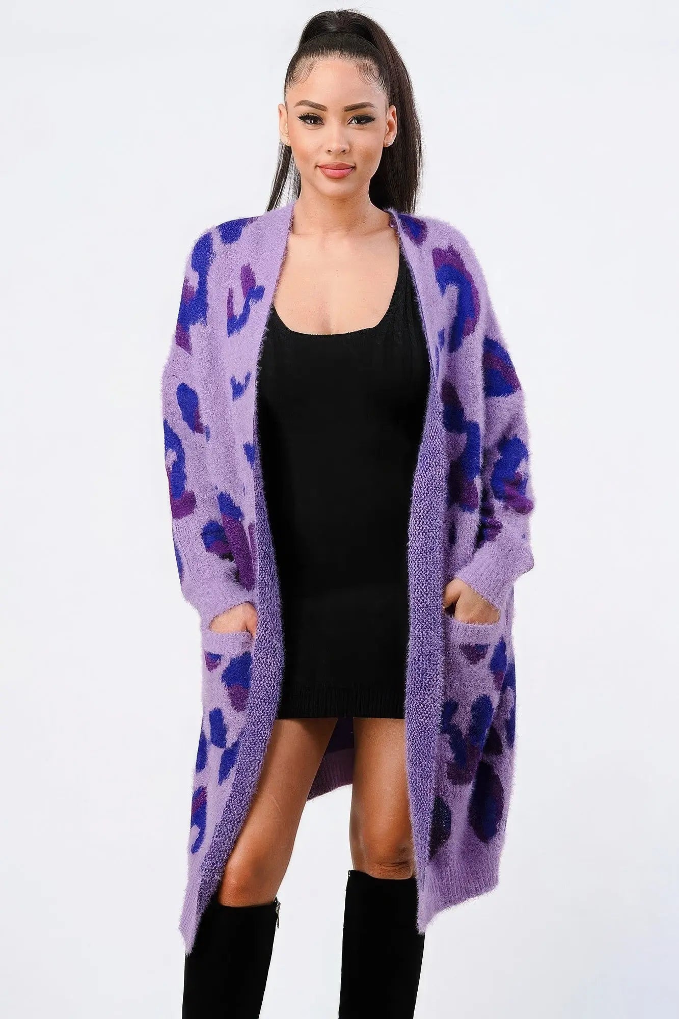 Leopard Angora Sweater Oversized Cardigan - ThingsWeUseAndLove 