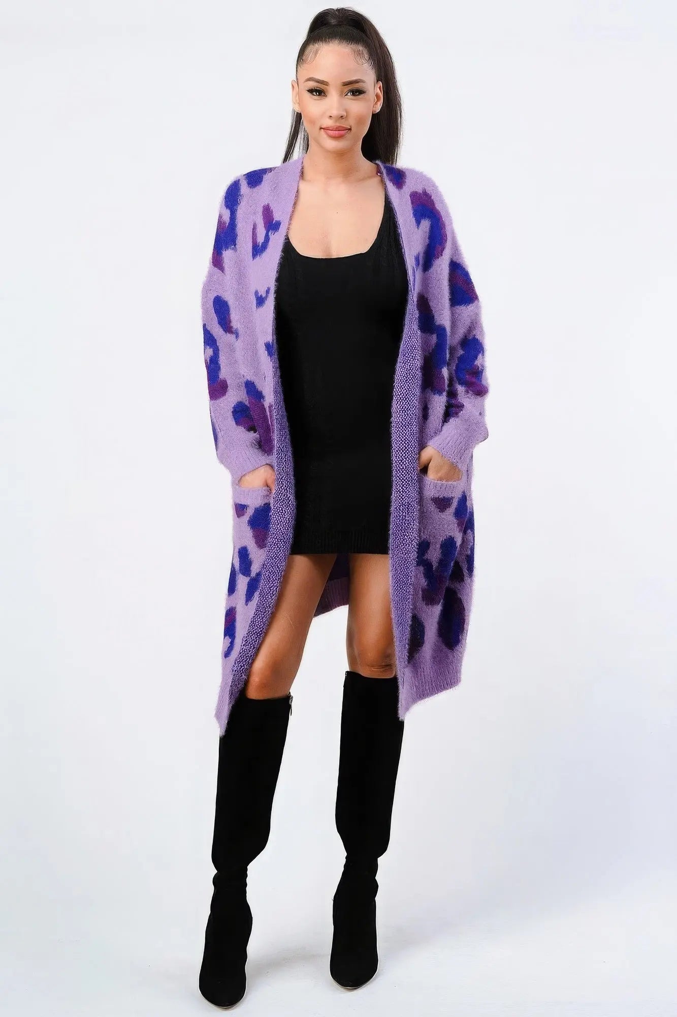 Leopard Angora Sweater Oversized Cardigan - ThingsWeUseAndLove 