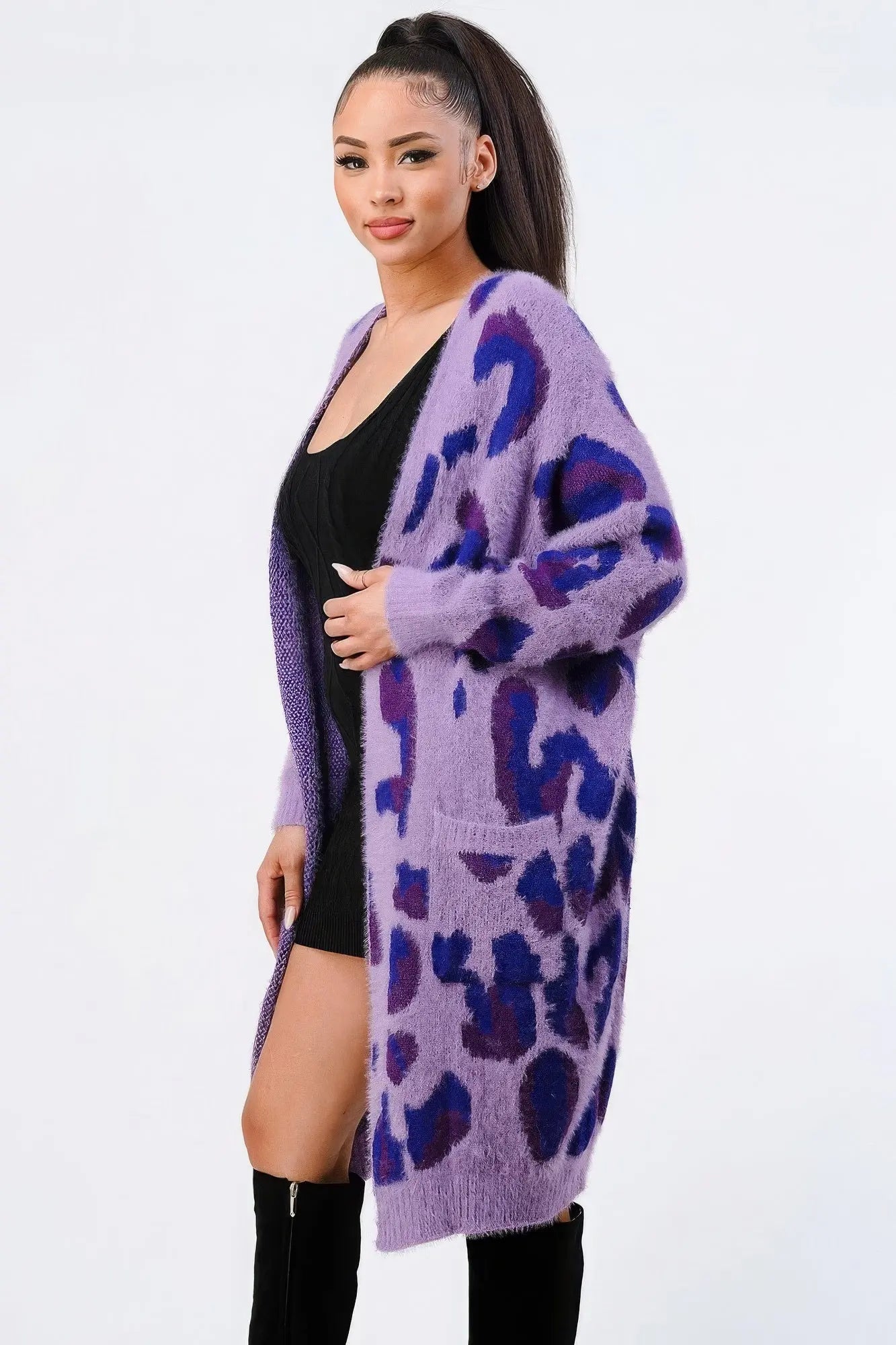 Leopard Angora Sweater Oversized Cardigan - ThingsWeUseAndLove 