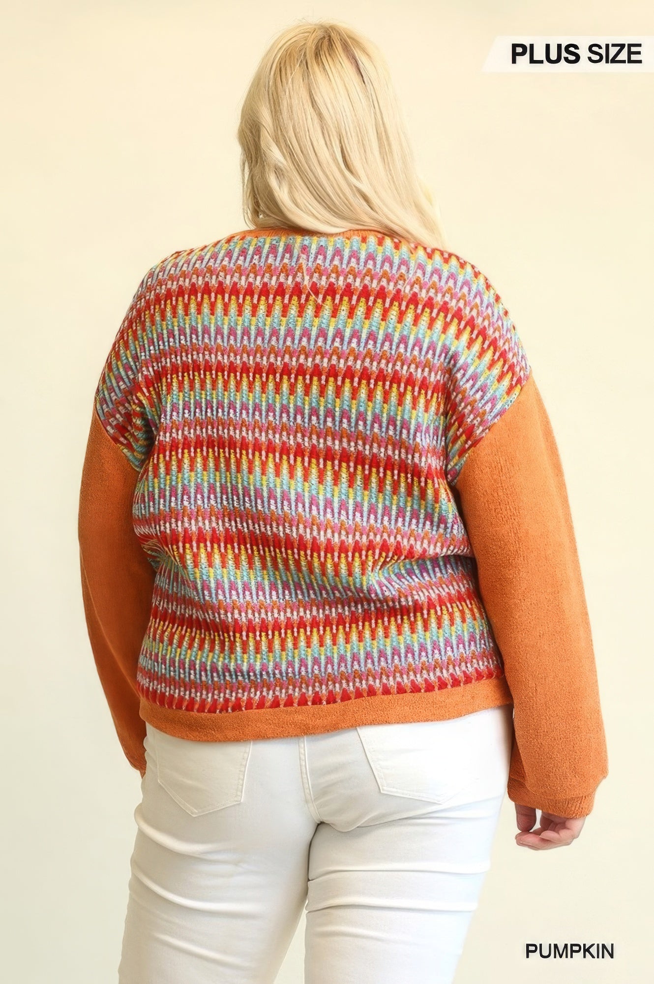 Novelty Knit And Solid Knit Mixed Loose Top With Drop Down Shoulder - ThingsWeUseAndLove 