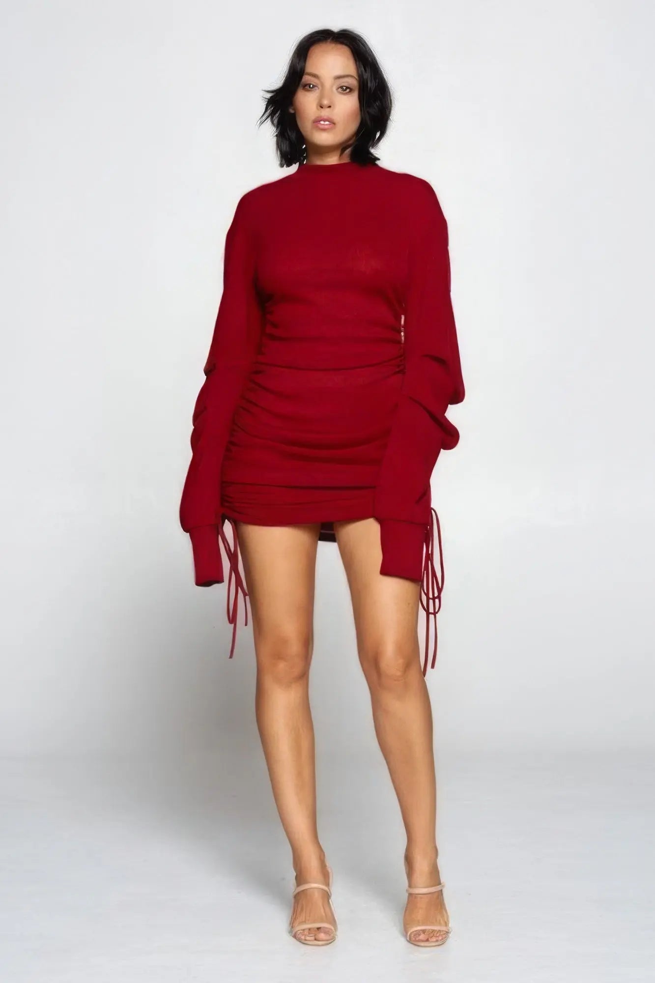 Solid Color Mock Neck Mini Bodycon Dress - ThingsWeUseAndLove 