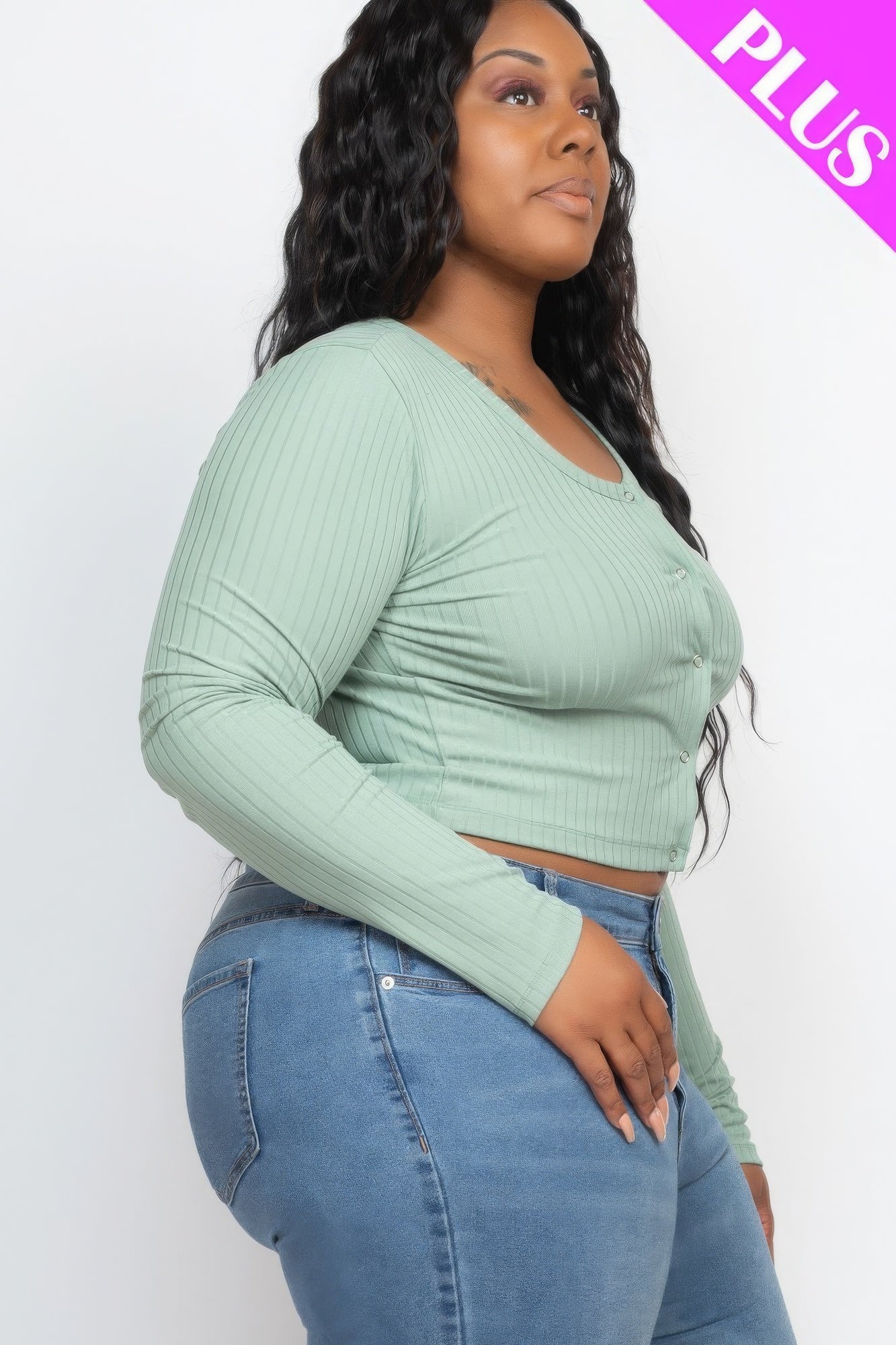 Plus Size Button Up Cropped Top - ThingsWeUseAndLove 