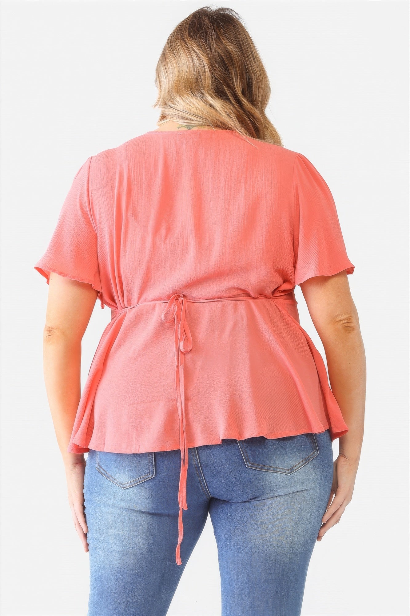 Plus Tie Detail Flare Top - ThingsWeUseAndLove 