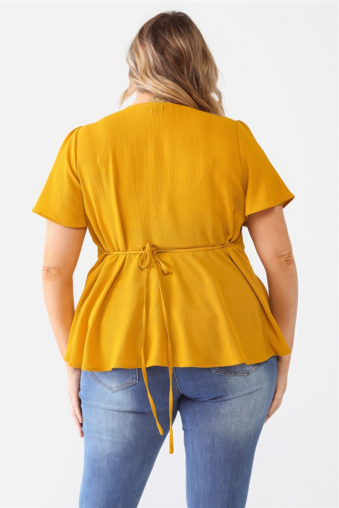 Plus Tie Detail Flare Top - ThingsWeUseAndLove 