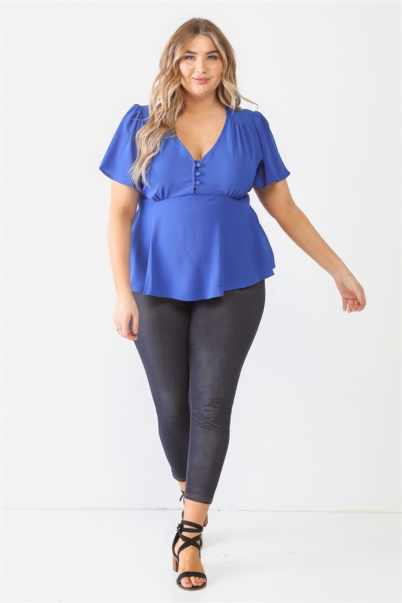 Plus Tie Detail Flare Top - ThingsWeUseAndLove 