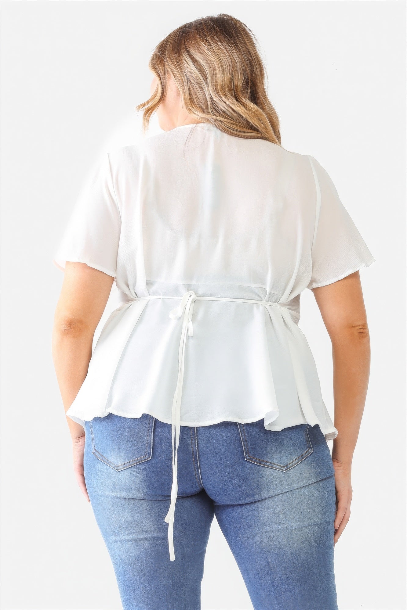 Plus Tie Detail Flare Top - ThingsWeUseAndLove 