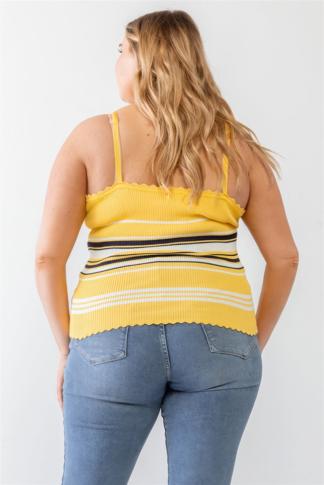 Plus Ribbed Ruffle Tank Top - ThingsWeUseAndLove 