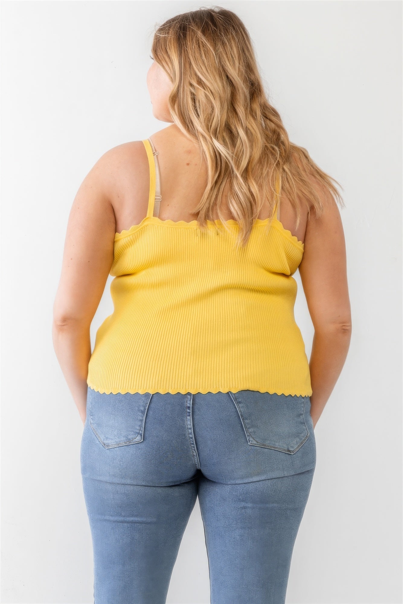 Plus Ribbed Ruffle Tank Top - ThingsWeUseAndLove 