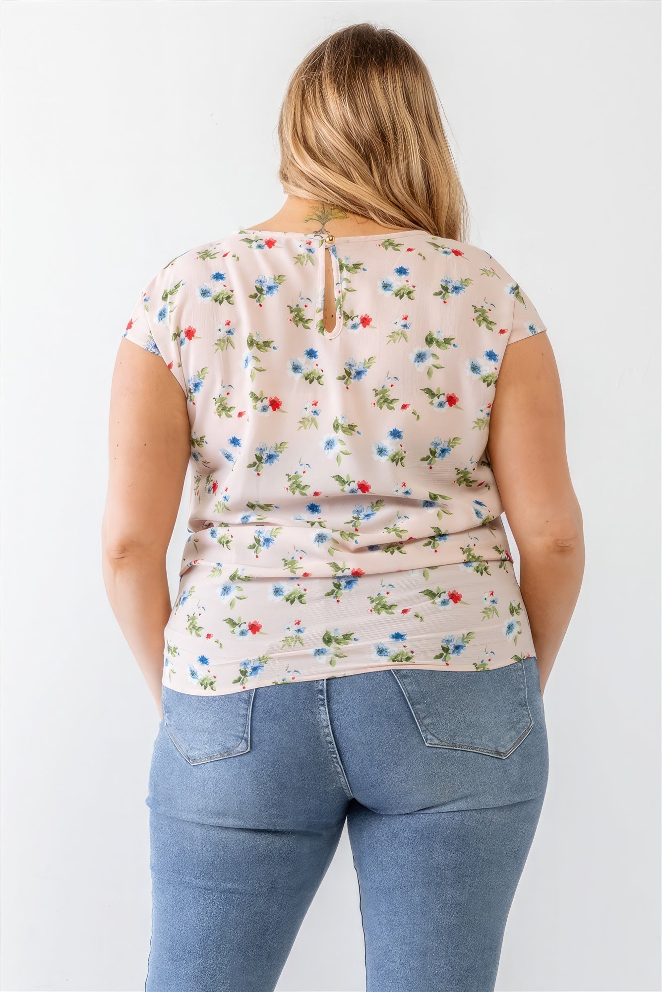 Plus Flower Print Ruched Top - ThingsWeUseAndLove 