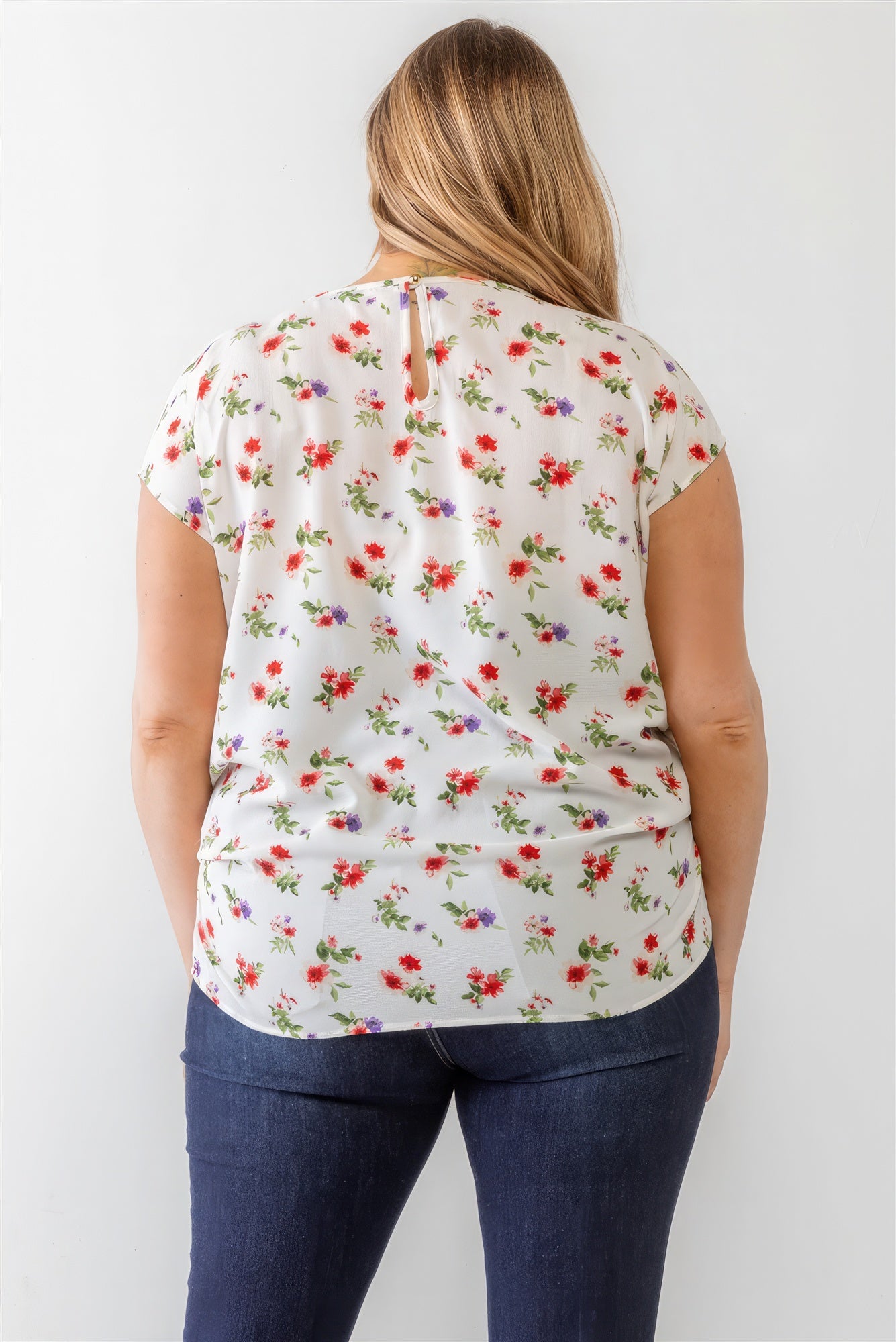 Plus Flower Print Ruched Top - ThingsWeUseAndLove 