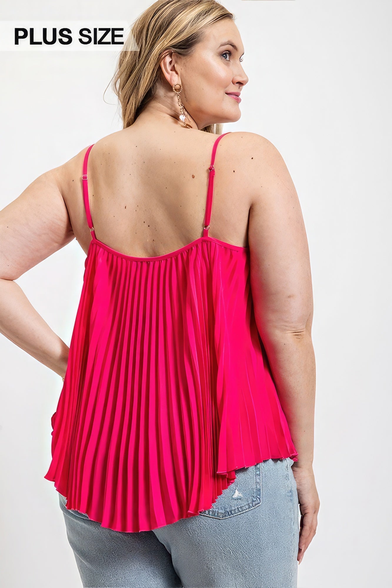 Pleated Tank Top With Adjustable Strap - ThingsWeUseAndLove 