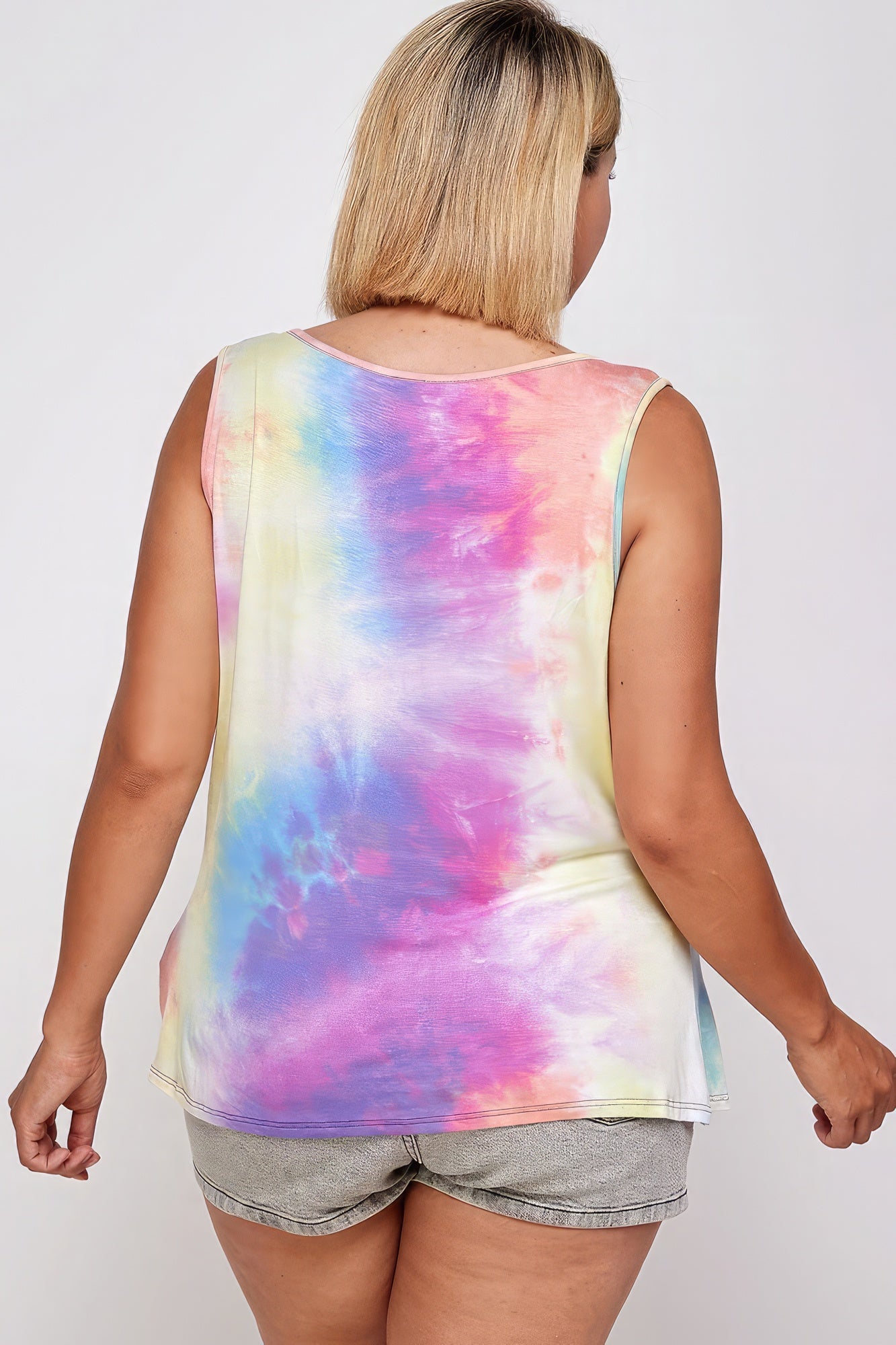 Tie Dye Tank With Studded Detail, Loose Fit, Easy Casual Wear - ThingsWeUseAndLove 