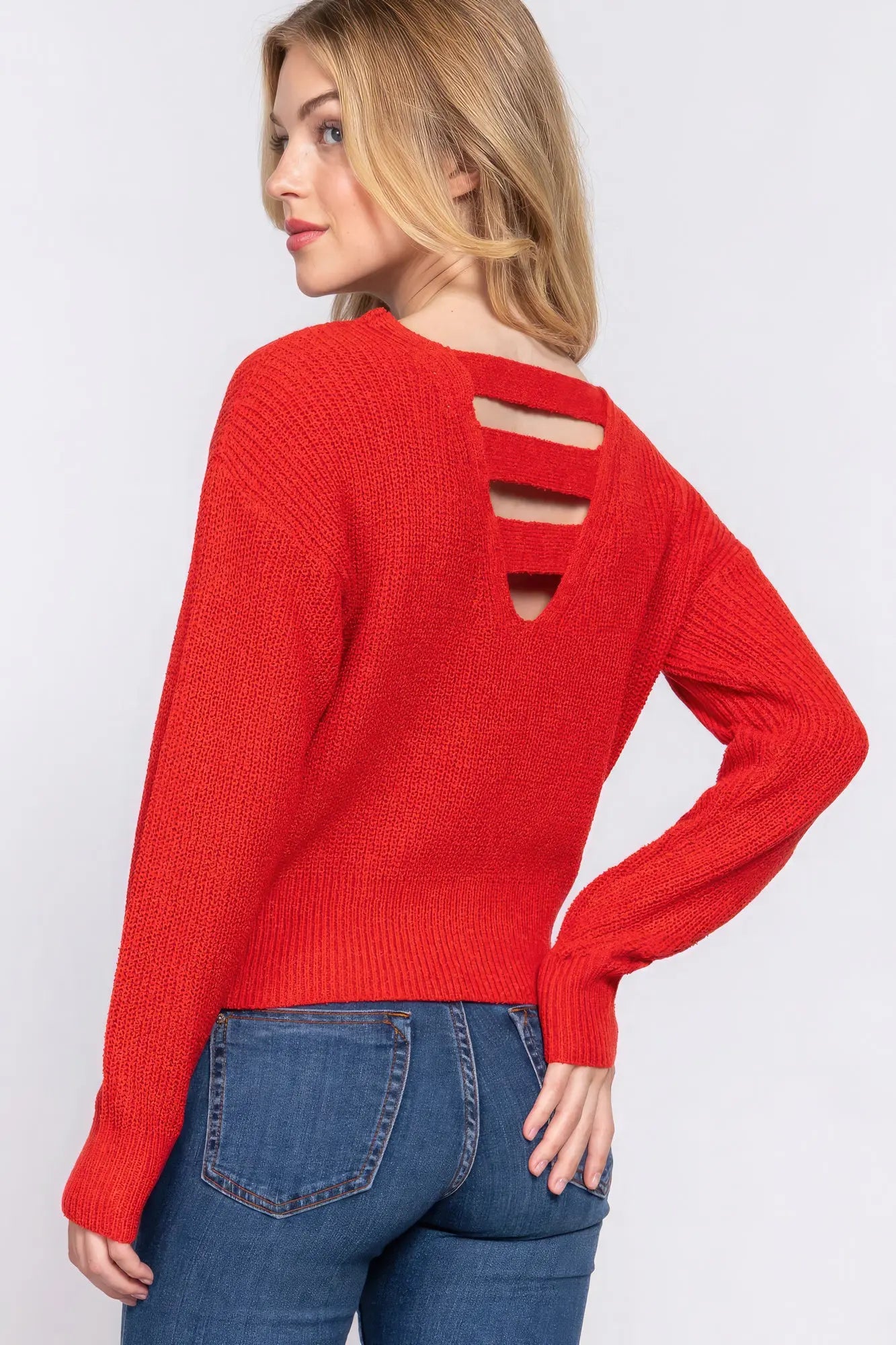 Dolman Slv Strappy Open Back Sweater - ThingsWeUseAndLove 