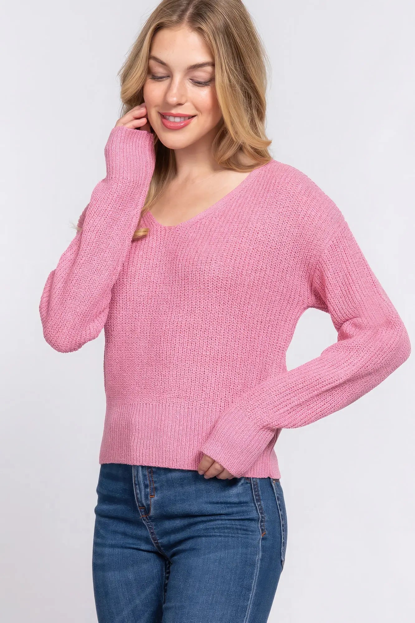 Dolman Slv Strappy Open Back Sweater - ThingsWeUseAndLove 