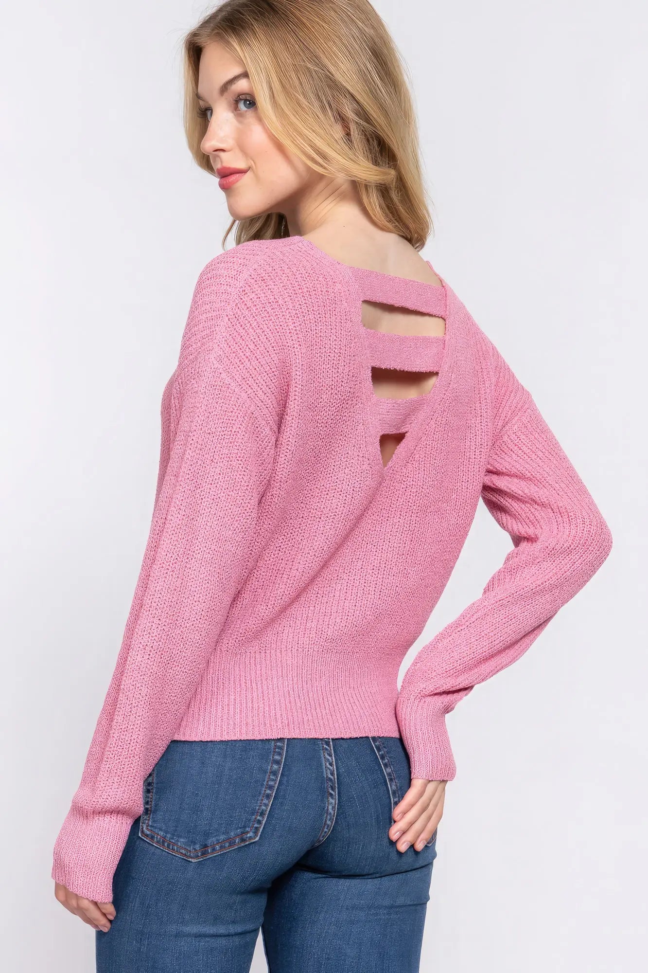 Dolman Slv Strappy Open Back Sweater - ThingsWeUseAndLove 