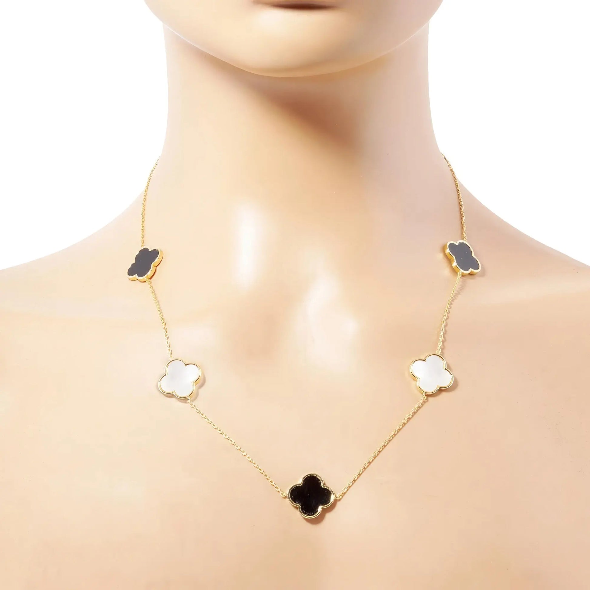 Clover Charm Station Necklace - ThingsWeUseAndLove 