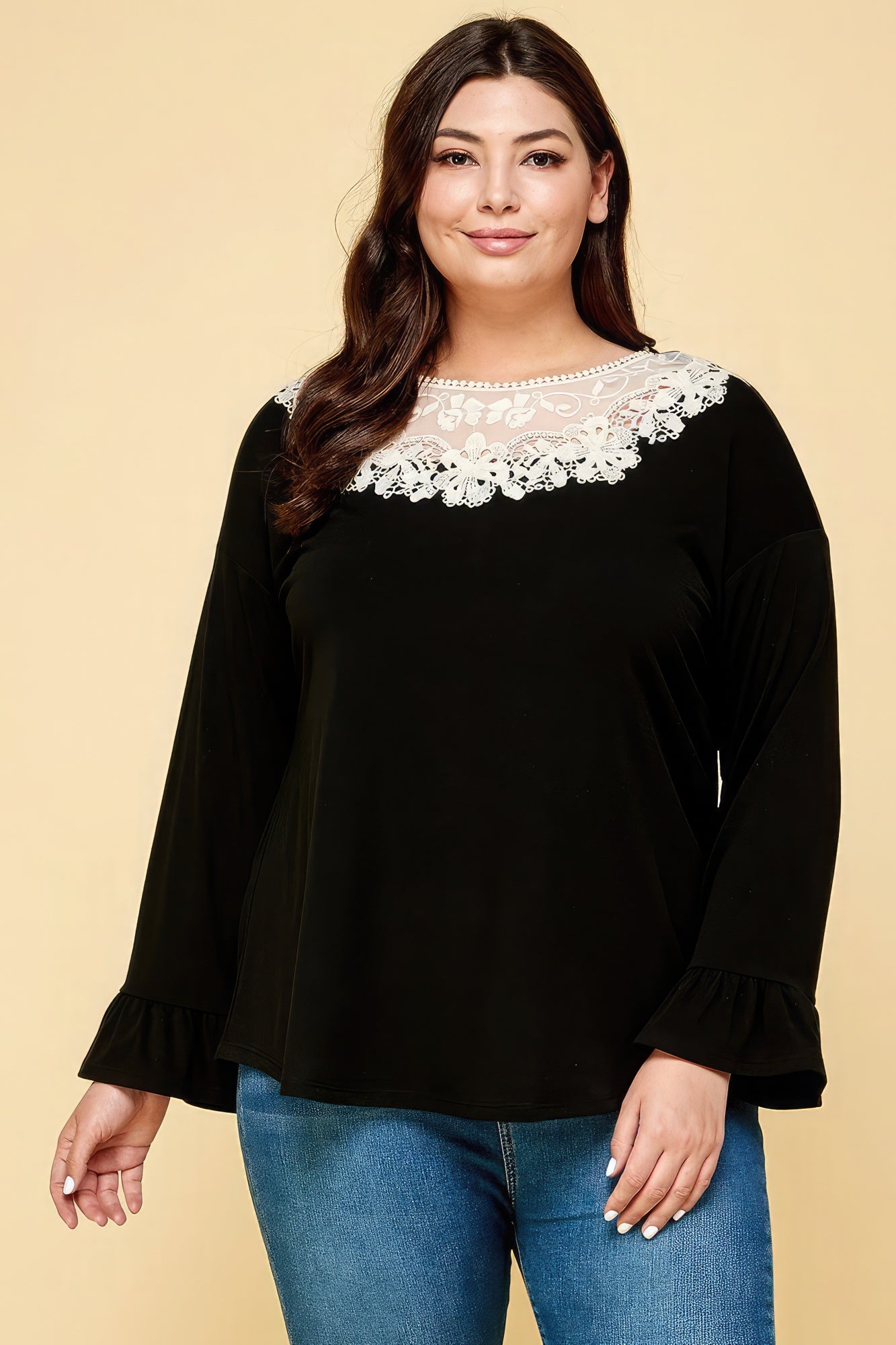 Plus Size Solid Long Sleeve Top - ThingsWeUseAndLove 