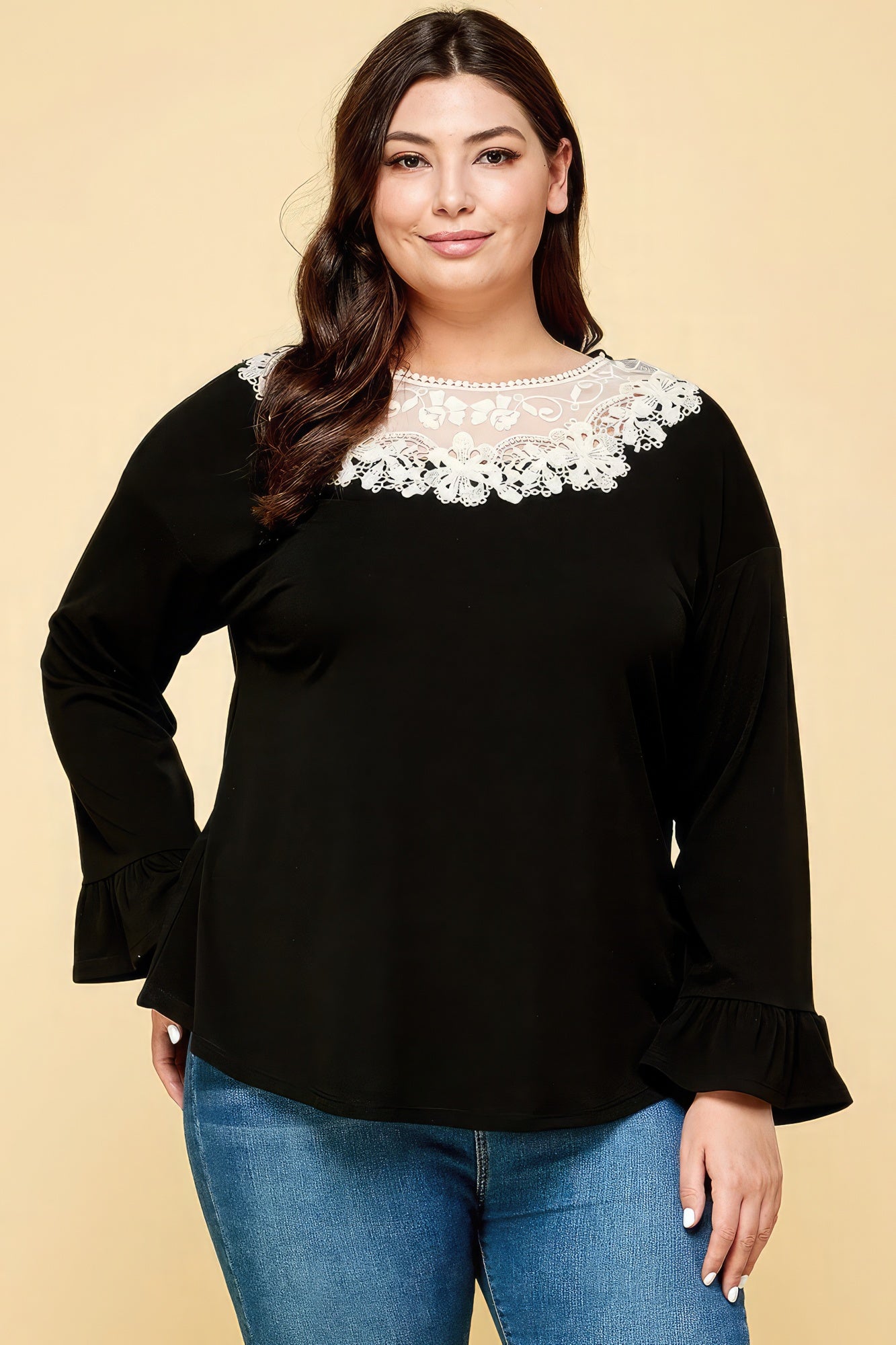 Plus Size Solid Long Sleeve Top - ThingsWeUseAndLove 