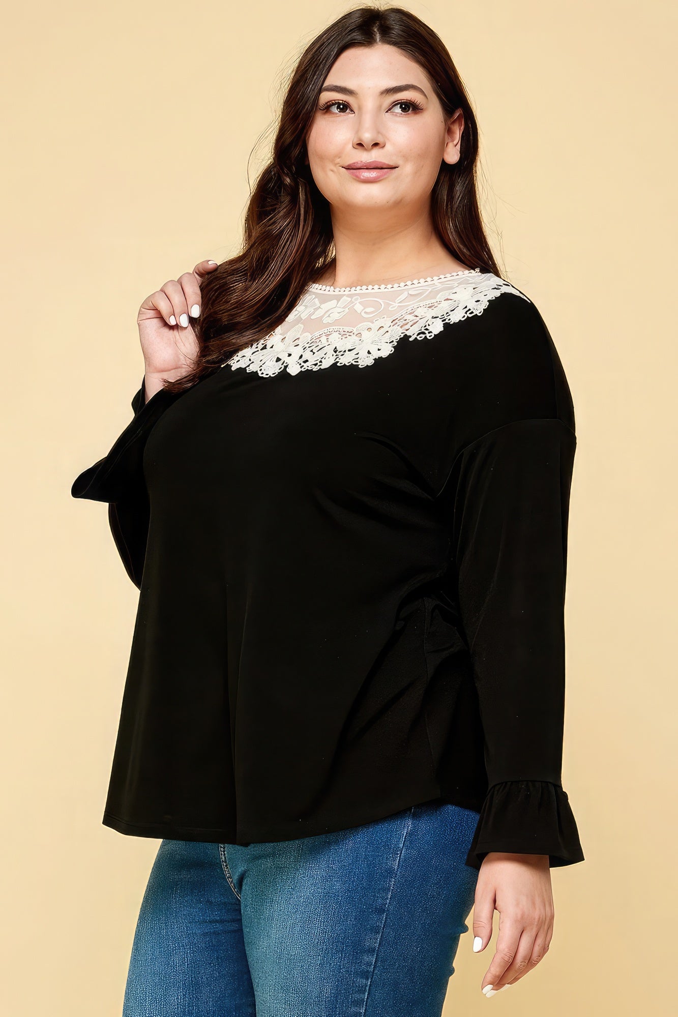 Plus Size Solid Long Sleeve Top - ThingsWeUseAndLove 