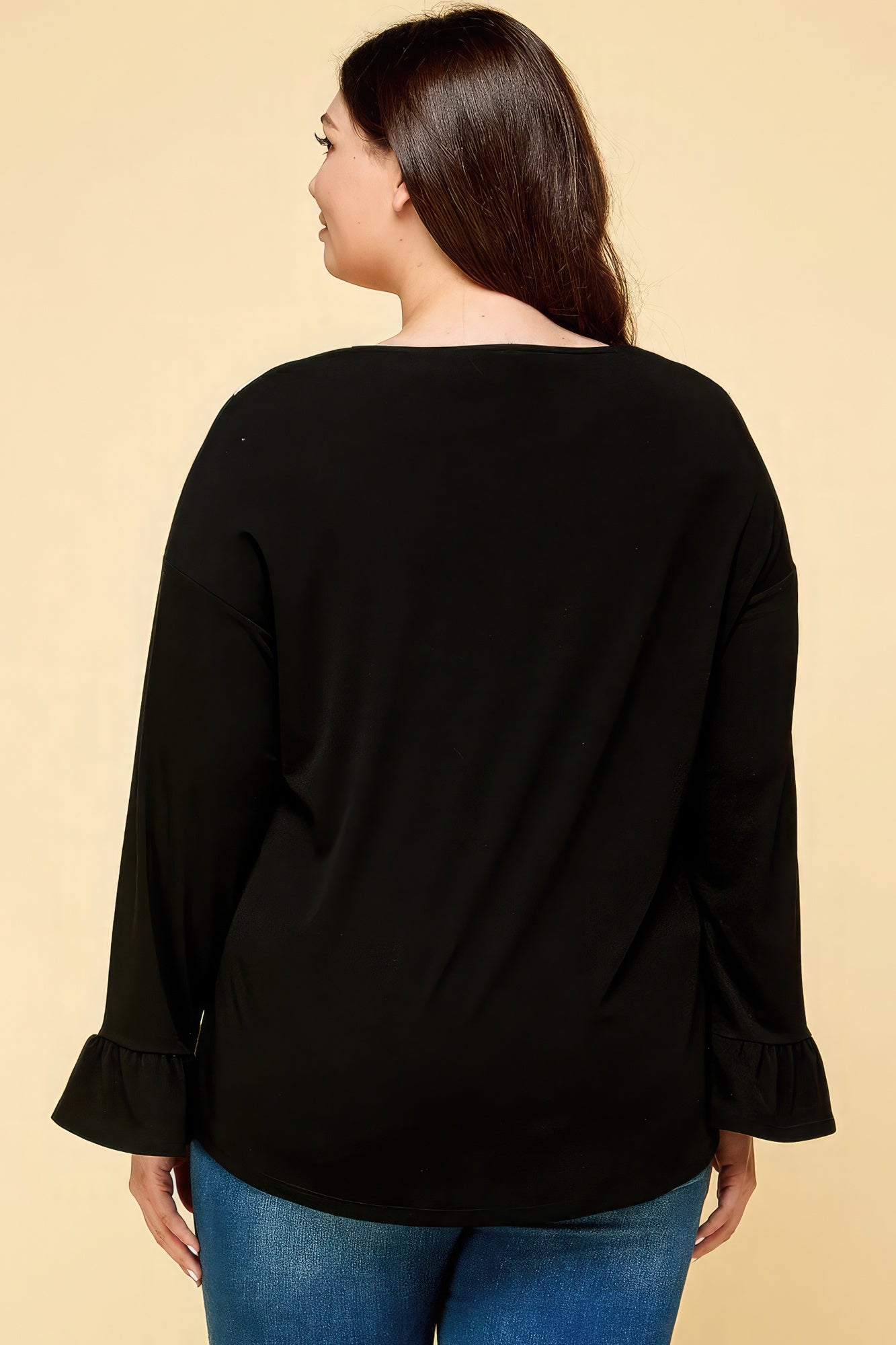 Plus Size Solid Long Sleeve Top - ThingsWeUseAndLove 