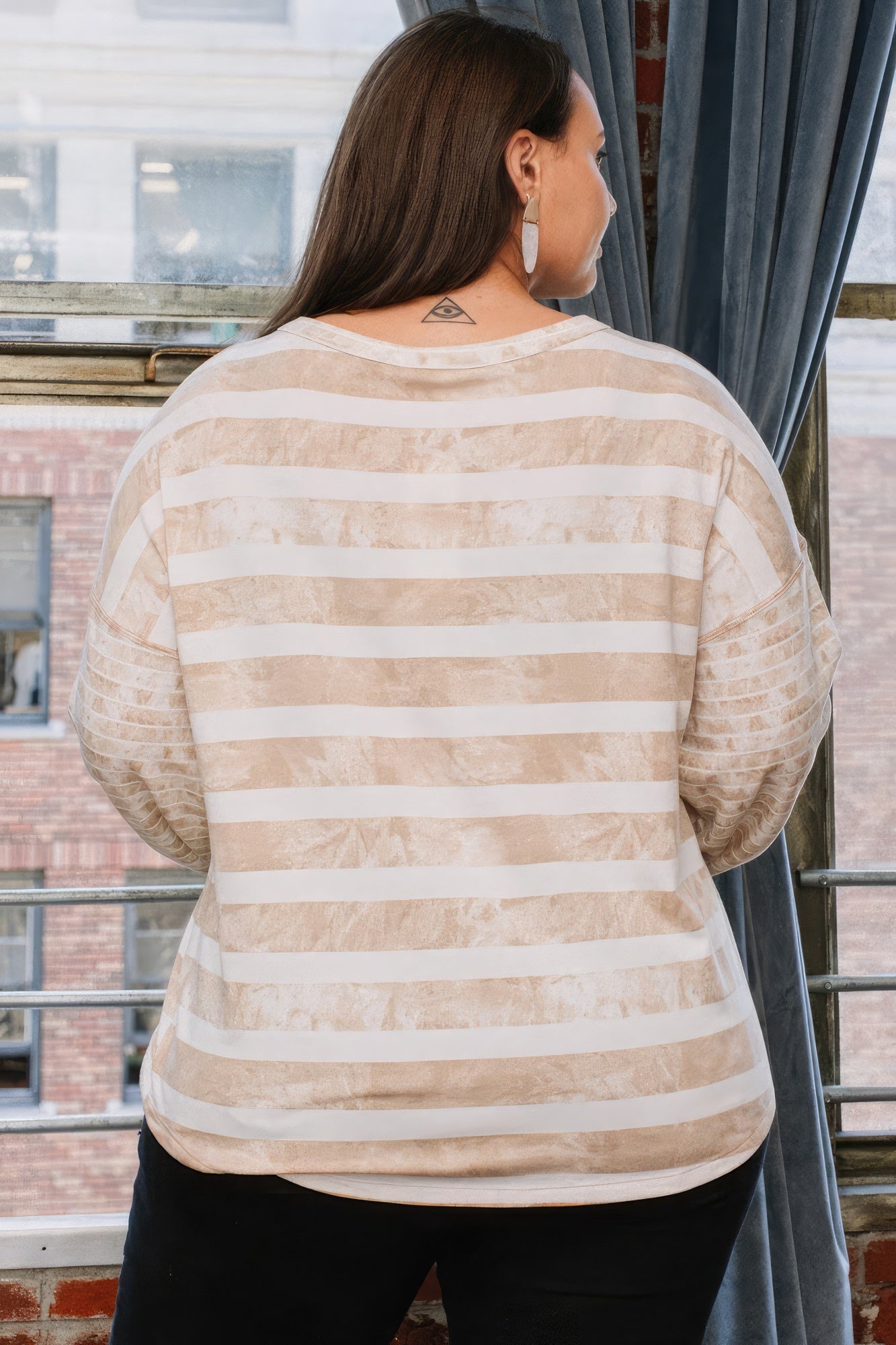 Stripe Printed French Terry Top - ThingsWeUseAndLove 