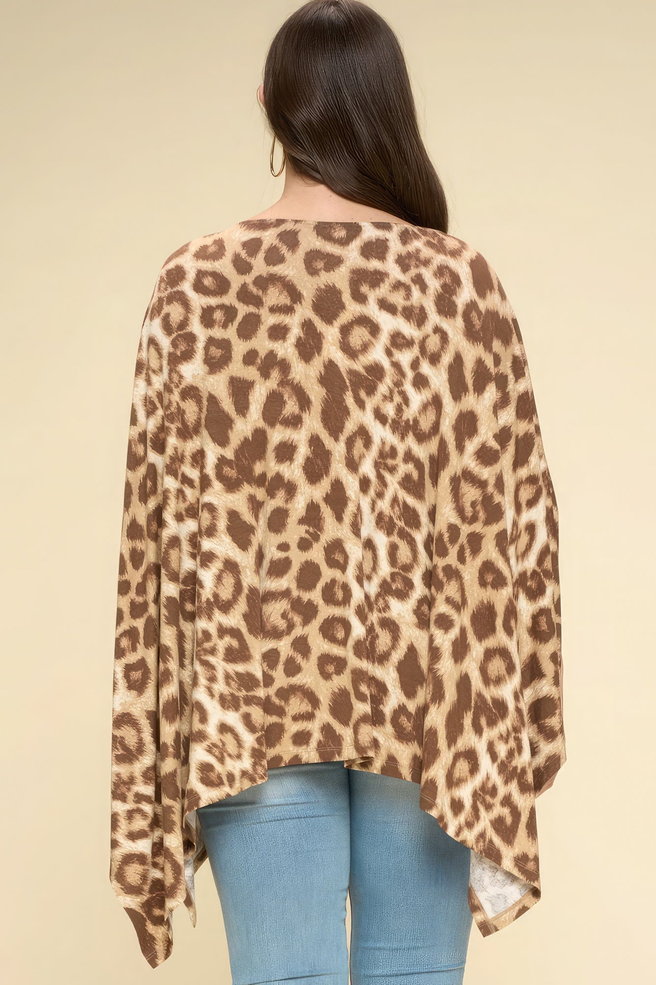 Animal Printed Rayon Span Poncho - ThingsWeUseAndLove 