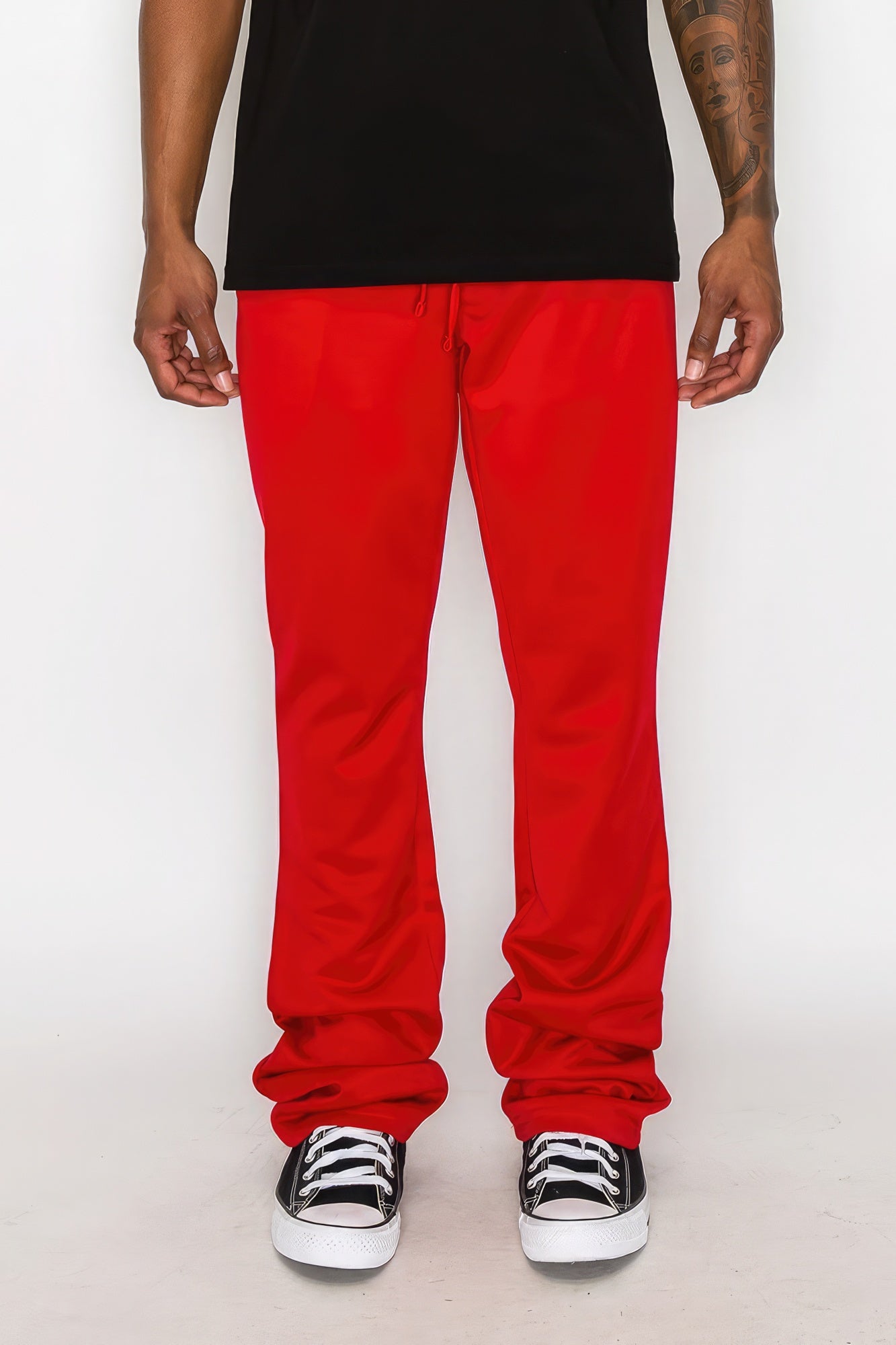 Solid Flare Stacked Track Pants - ThingsWeUseAndLove 