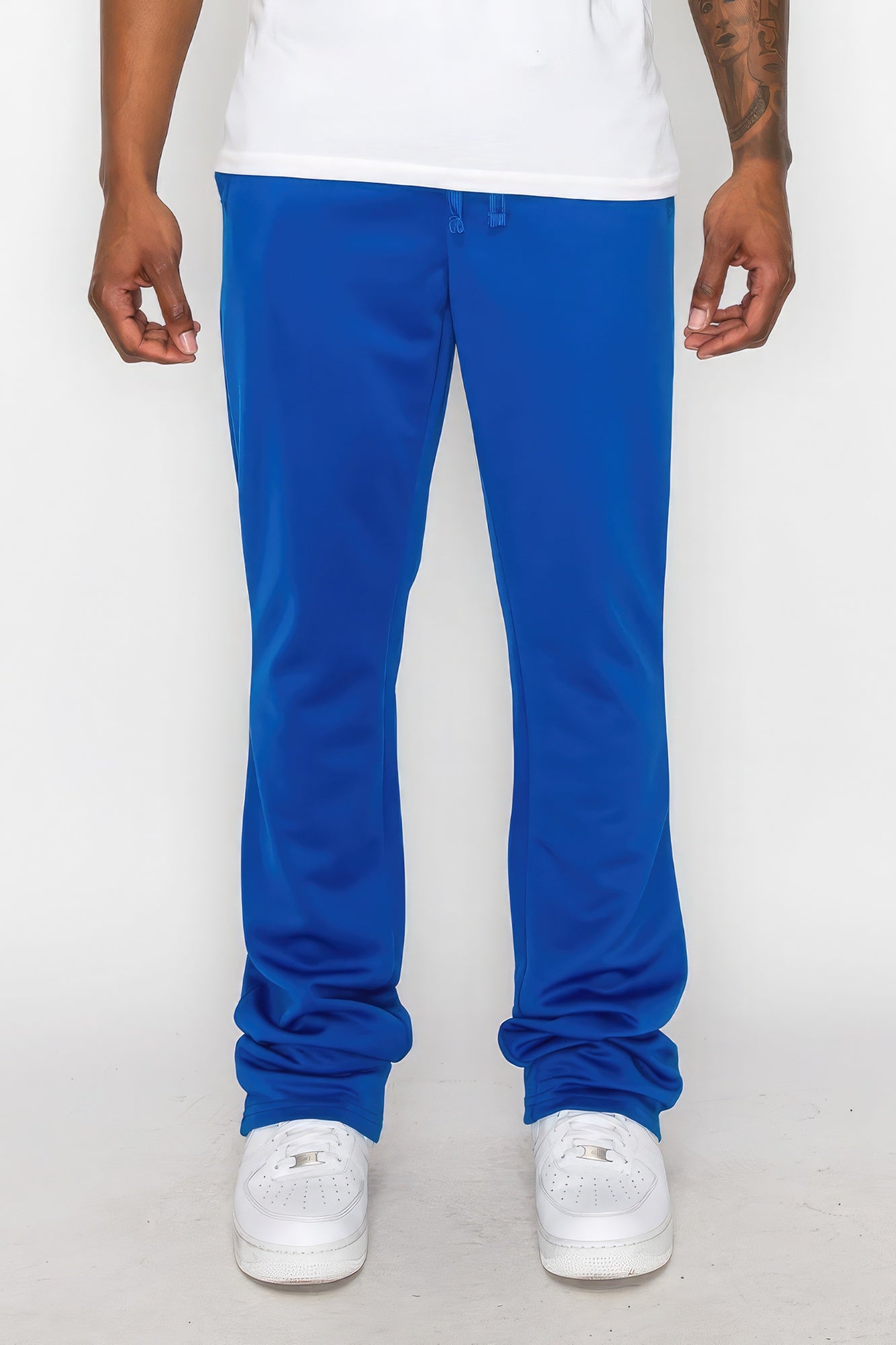 Solid Flare Stacked Track Pants - ThingsWeUseAndLove 