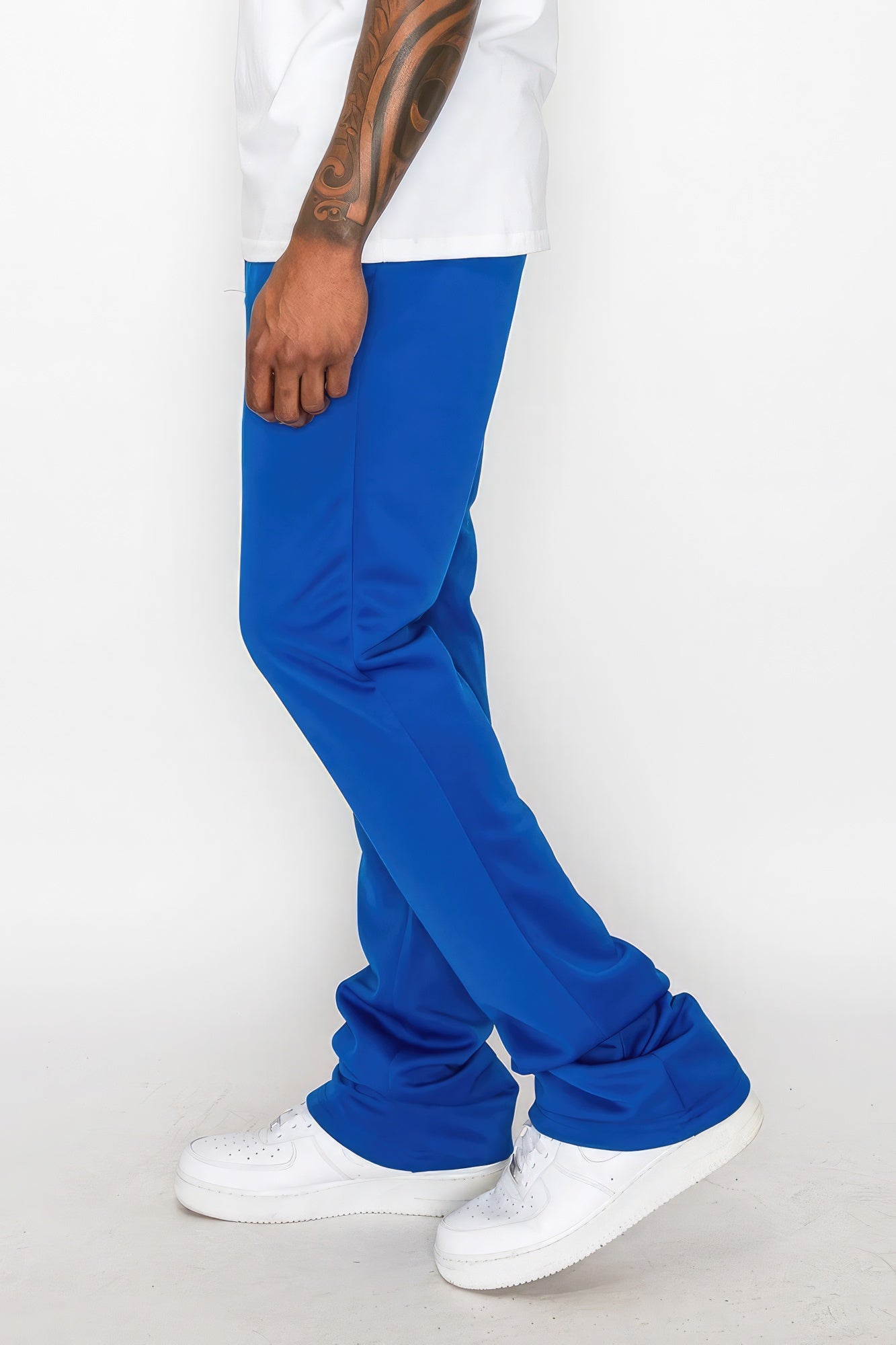 Solid Flare Stacked Track Pants - ThingsWeUseAndLove 