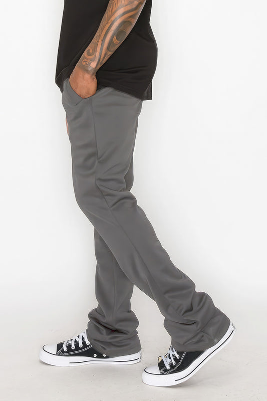 Solid Flare Stacked Track Pants - ThingsWeUseAndLove 