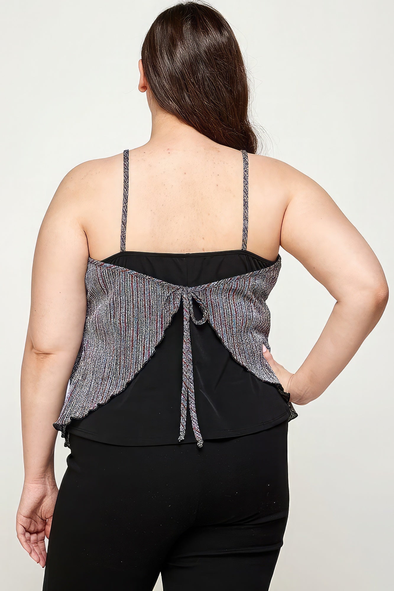 Metallic Stripe Handkerchief Plus Size Top - ThingsWeUseAndLove 