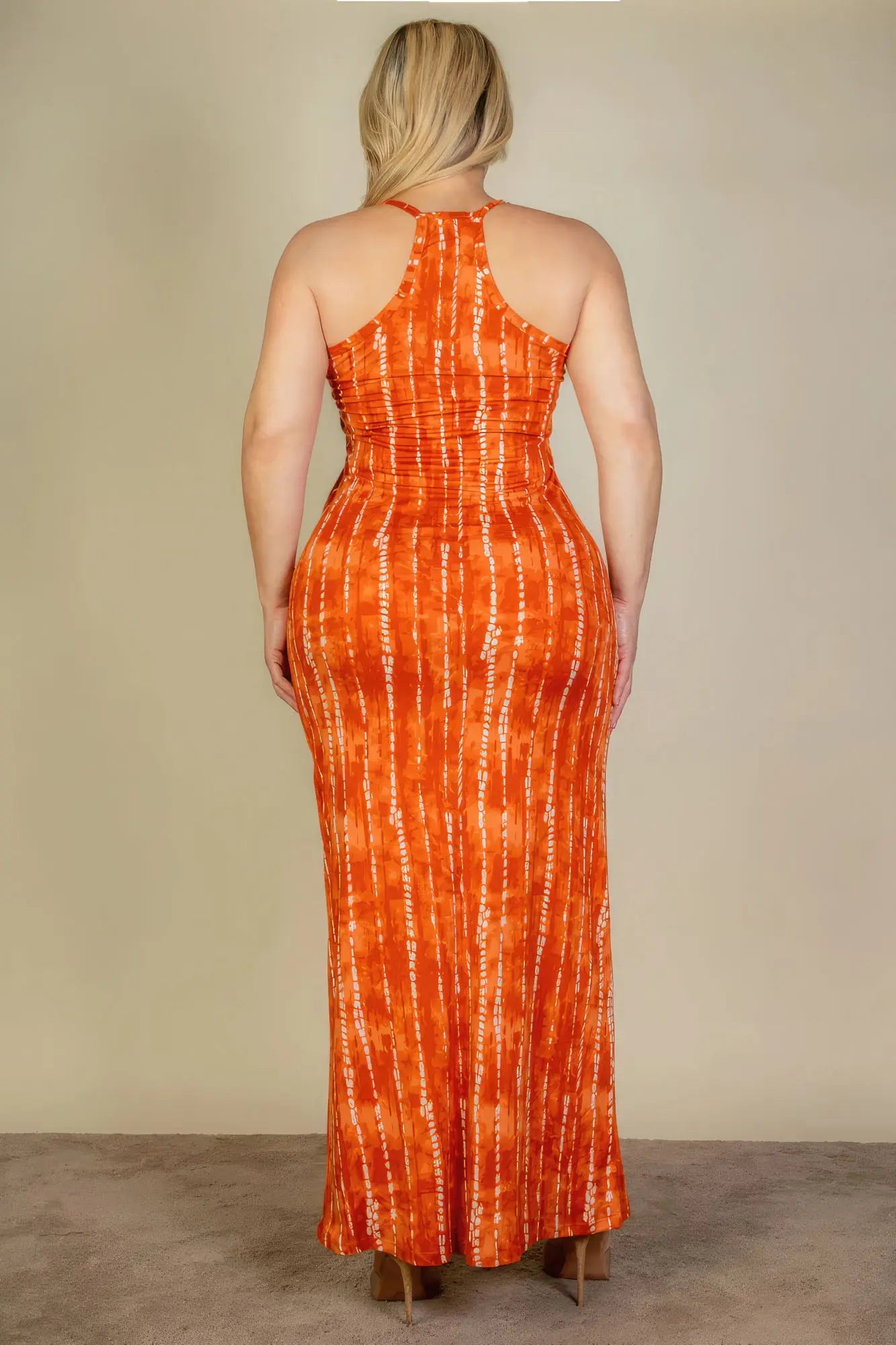 Plus Size Tie Dye Printed Cami Bodycon Maxi Dress - ThingsWeUseAndLove 