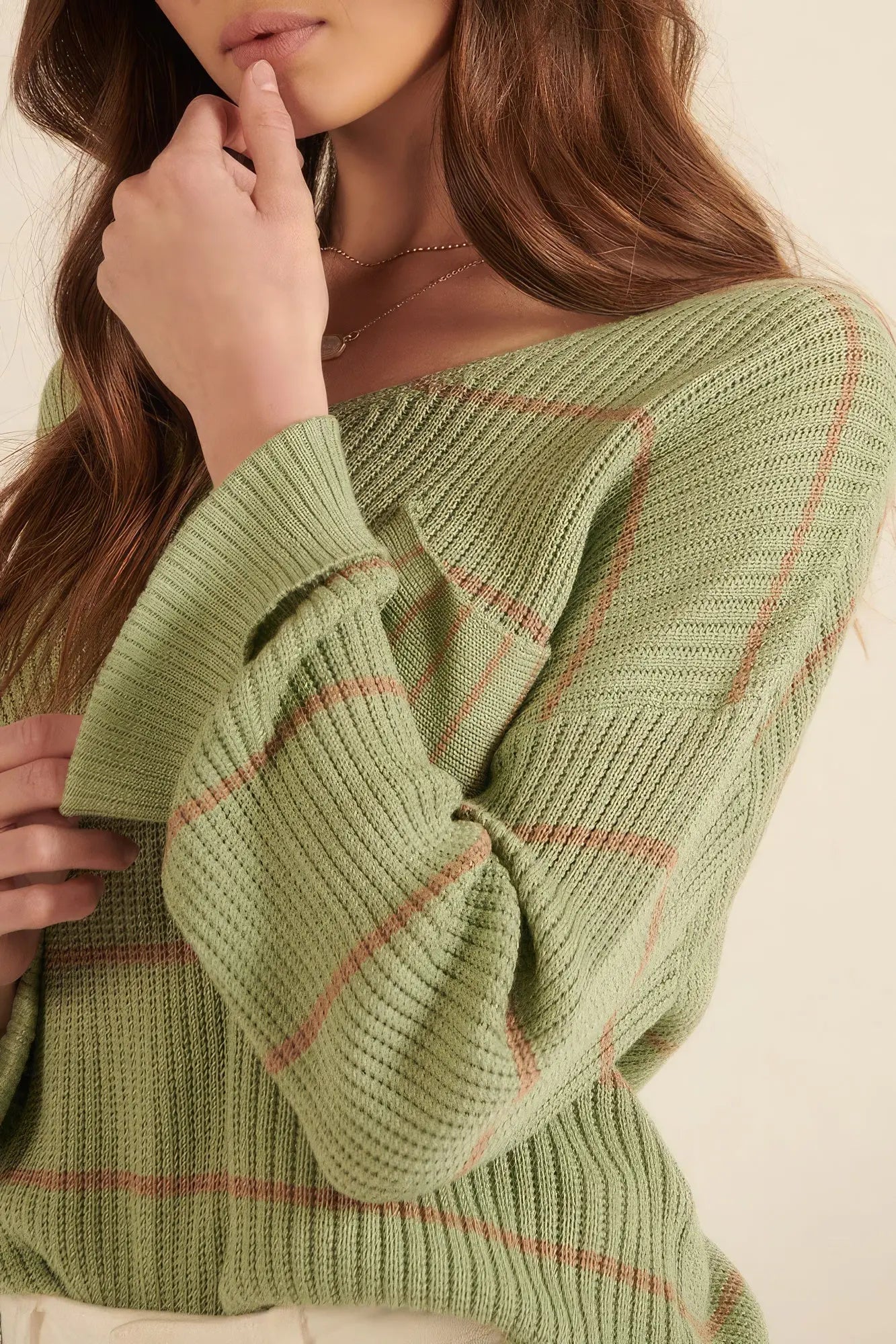 Striped Rib-knit Oversized Pocket Sweater - ThingsWeUseAndLove 