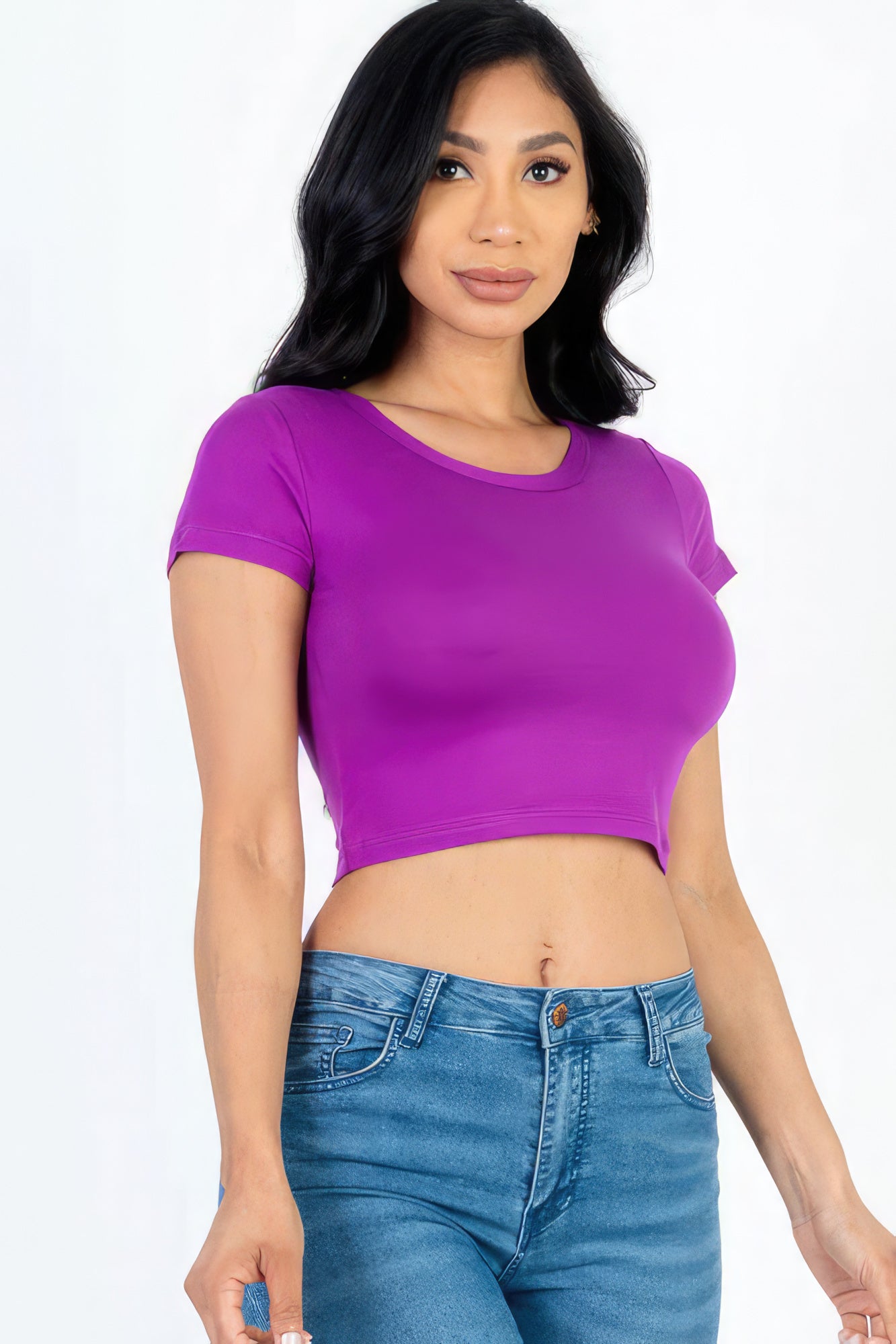 Short Sleeve Roundneck Crop Top - ThingsWeUseAndLove 